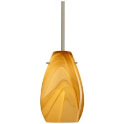 Besa Pera 9 1/2" High Honey/Satin Nickel Stem Pendant