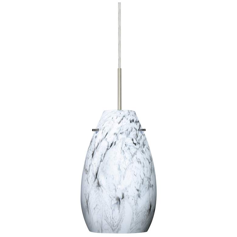 Image 1 Besa Pera 9 1/2" High Marble Grigio/Satin Nickel LED Pendant