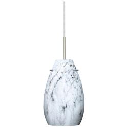 Besa Pera 9 1/2" High Marble Grigio/Satin Nickel LED Pendant