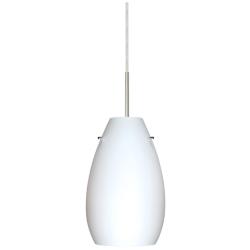 Besa Pera 9 1/2" High Opal Matte/Satin Nickel Mini Pendant