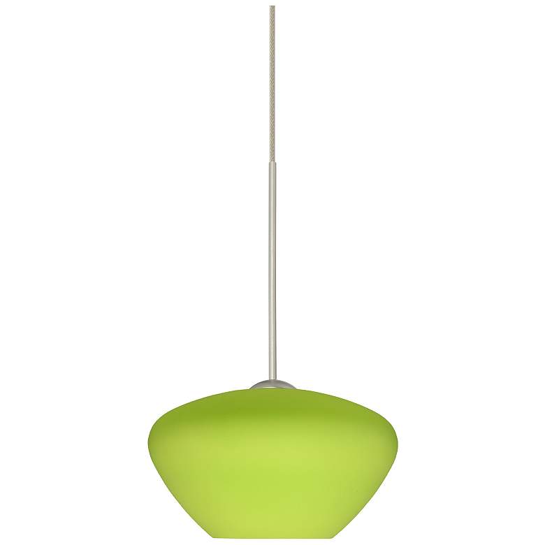 Image 1 Besa Peri 5 1/4" Wide Chartreuse/Satin Nickel Mini Pendant