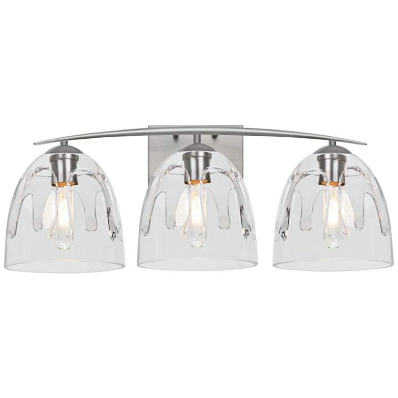 Image 1 Besa Phantom 25 inchW Satin Nickel and Clear 3-Light Bath Light