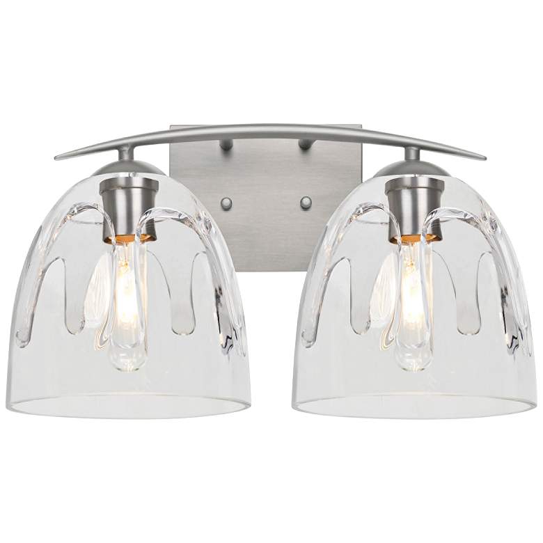 Image 1 Besa Phantom 9 inchH Satin Nickel and Clear 2-Light Wall Sconce
