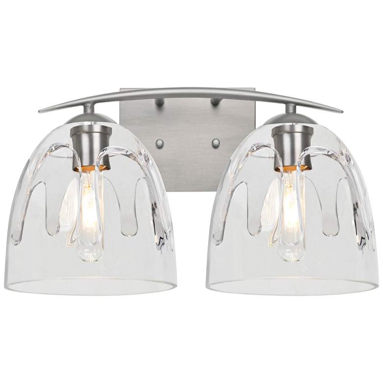 Image 1 Besa Phantom 9"H Satin Nickel and Clear 2-Light Wall Sconce