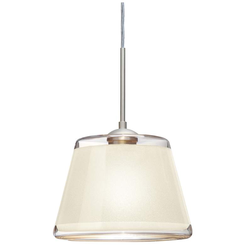 Image 1 Besa Pica 9" Wide White Sand/Satin Nickel 1-Light Mini Pendant