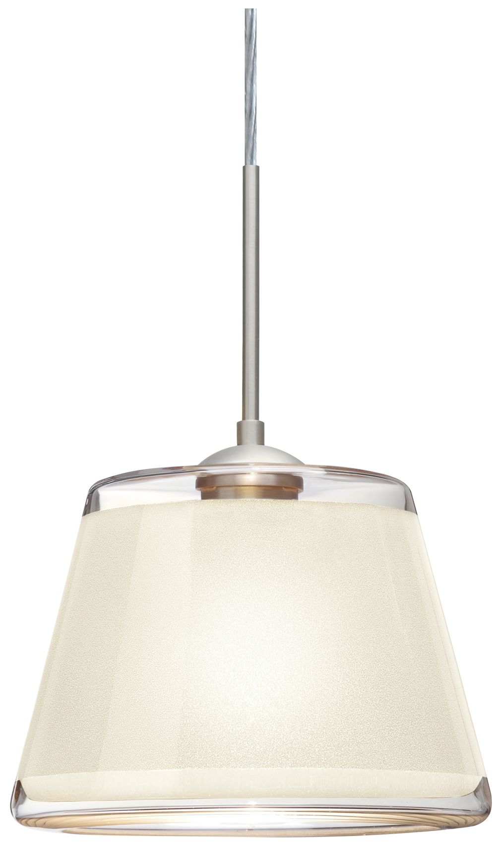 Besa Pica 9"W White Sand/Satin Nickel 1-Light Mini Pendant Made to Order
