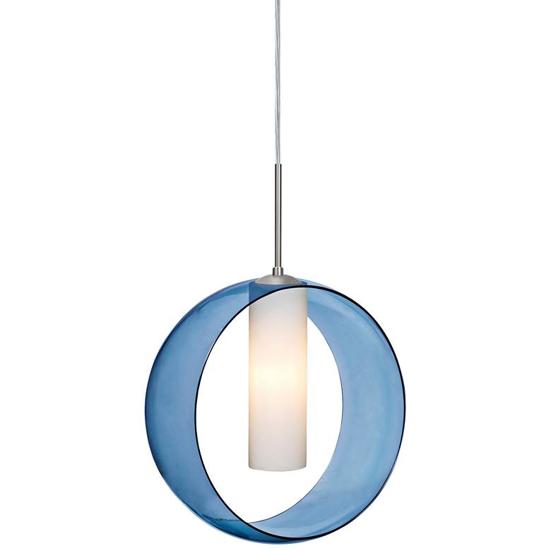 Image 1 Besa Plato 12" Wide Blue Glass Ring Mini Pendant