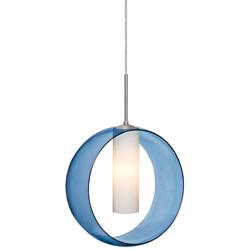 Besa Plato 12" Wide Blue Glass Ring Mini Pendant