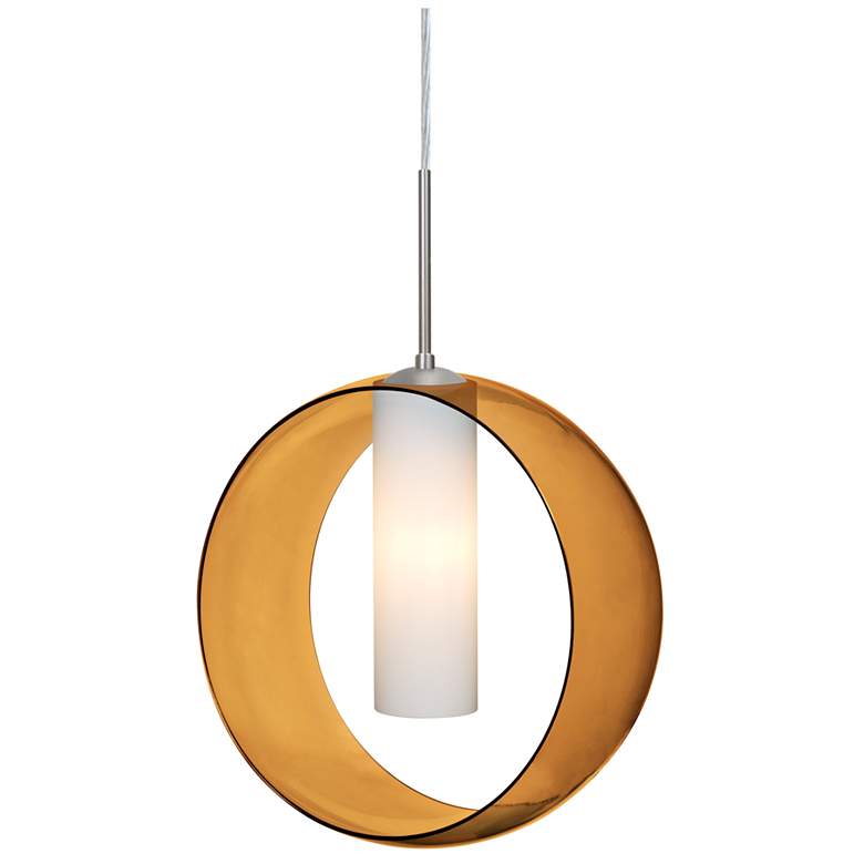 Image 1 Besa Plato 12" Wide Transparent Amber/Opal/Satin Nickel Pendant Light