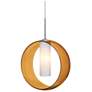 Besa Plato 12"W Satin Nickel and Amber Glass Mini Pendant