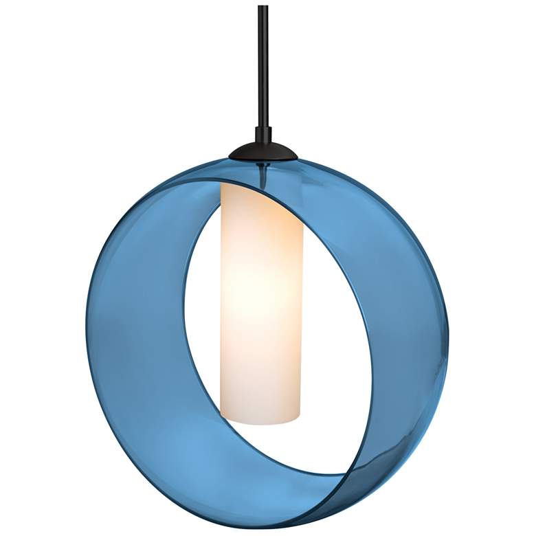 Image 1 Besa Plato 12" Wide Blue/Opal/Black Cord Pendant
