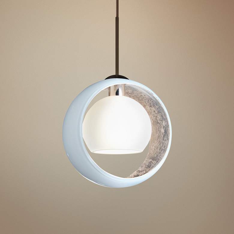 Image 1 Besa Pogo 6 1/4" Wide Bronze White Glass Mini Pendant