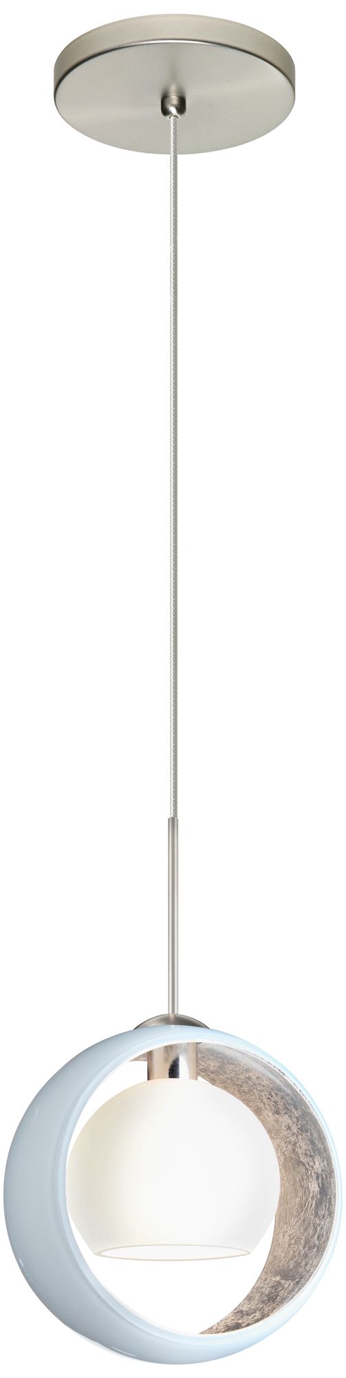 Image 2 Besa Pogo 6 1/4" Wide Satin Nickel White Glass Mini Pendant more views