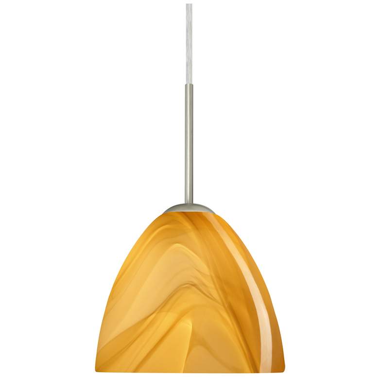 Image 1 Besa Sasha 6 1/4" Wide Honey/Satin Nickel Mini Pendant