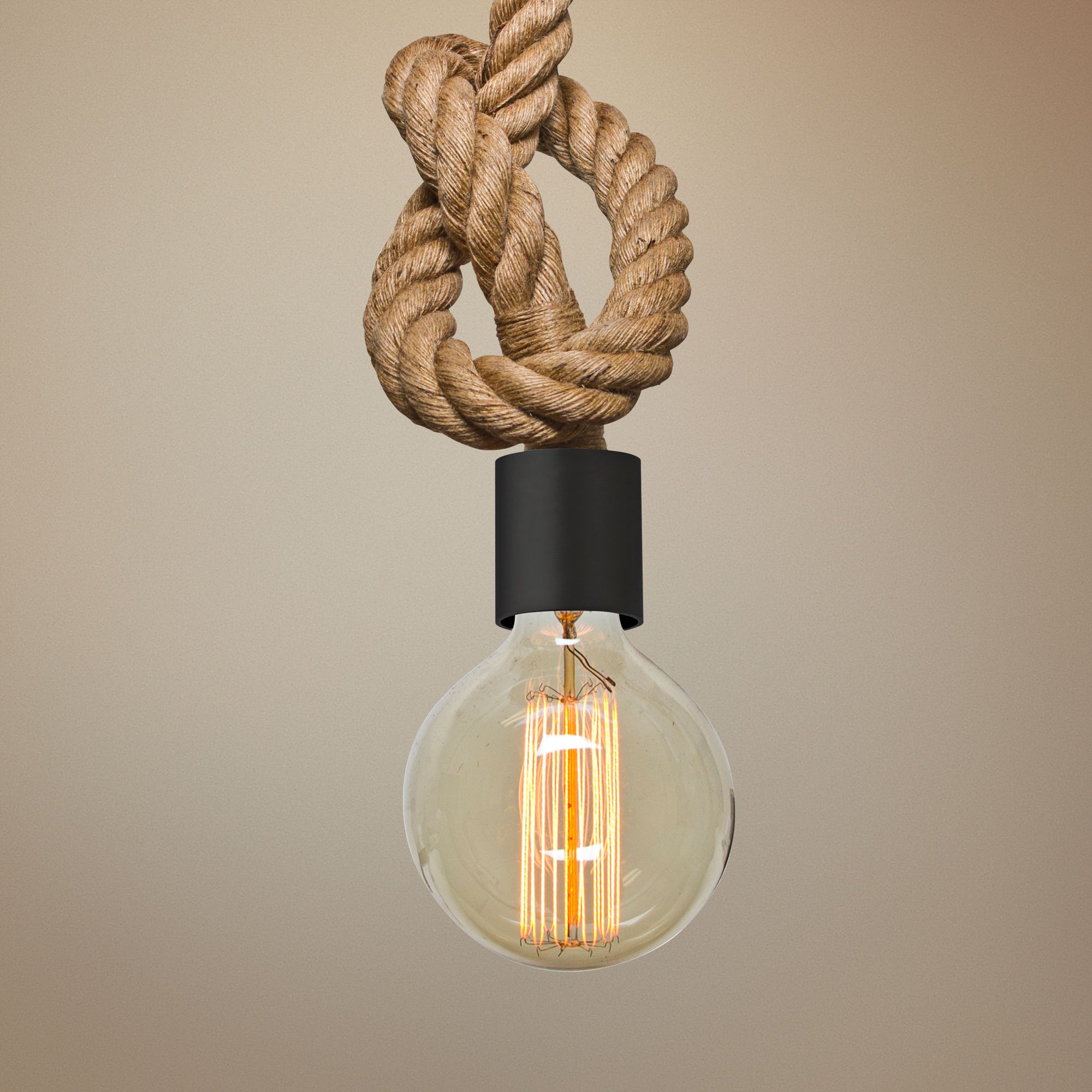 Thumbnail1 of Besa Solo 2" Wide Knotted Rope Black Mini Pendant - Made to Order