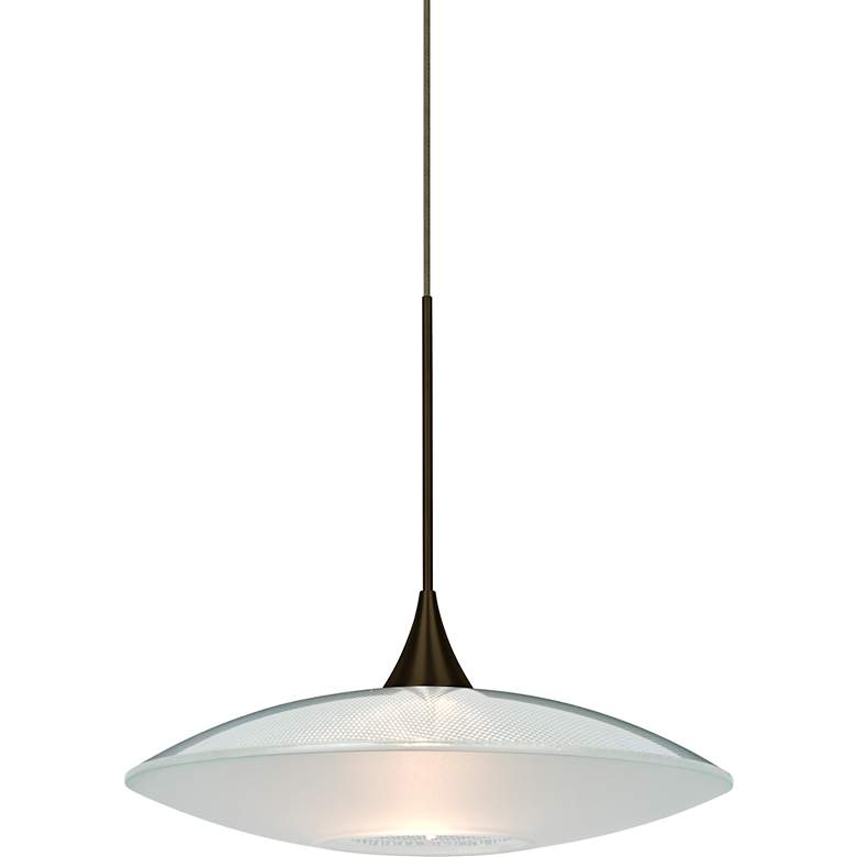 Image 1 Besa Spazio 8 3/4"W Bronze Clear w/ Frost Glass Mini Pendant
