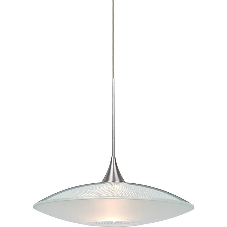 Image 1 Besa Spazio 8 3/4"W Nickel Clear w/ Frost Glass Mini Pendant
