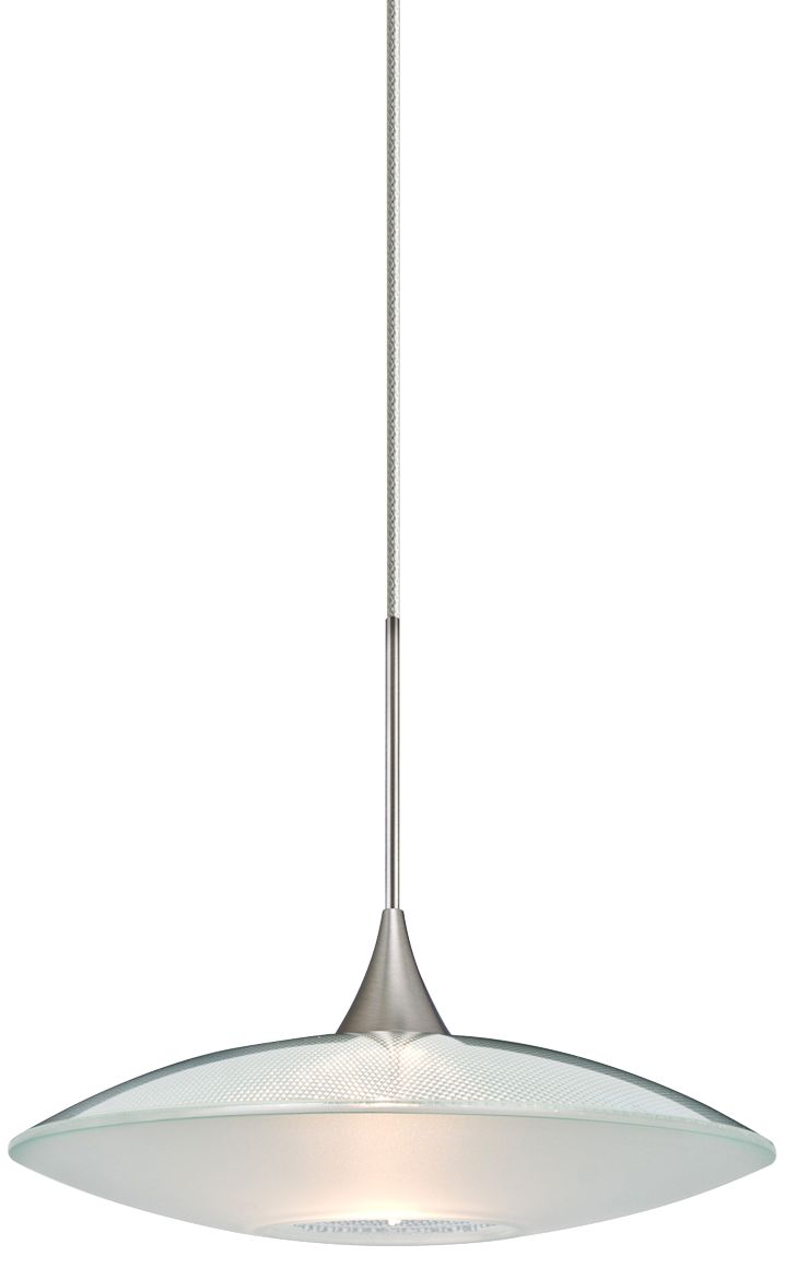 Besa Spazio Cord Pendant, Clear/Frost, Satin Nickel, 1x5W LED