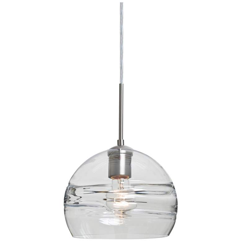 Image 1 Besa Spirit 8 1/2"W Satin Nickel Mini Pendant w/ Clear Glass