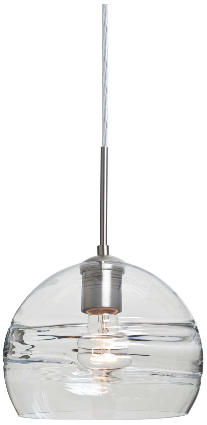 Besa Spirit 8 1/2"W Satin Nickel Mini Pendant w/ Clear Glass Made to Order