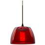 Besa Spur 5 1/2" Wide Bronze and Red Glass Mini Pendant