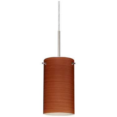 Besa Stilo 7" High Cherry/Satin Nickel Mini Pendant