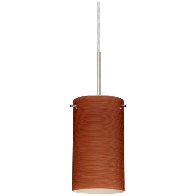 Image 1 Besa Stilo 7" High Cherry/Satin Nickel Mini Pendant
