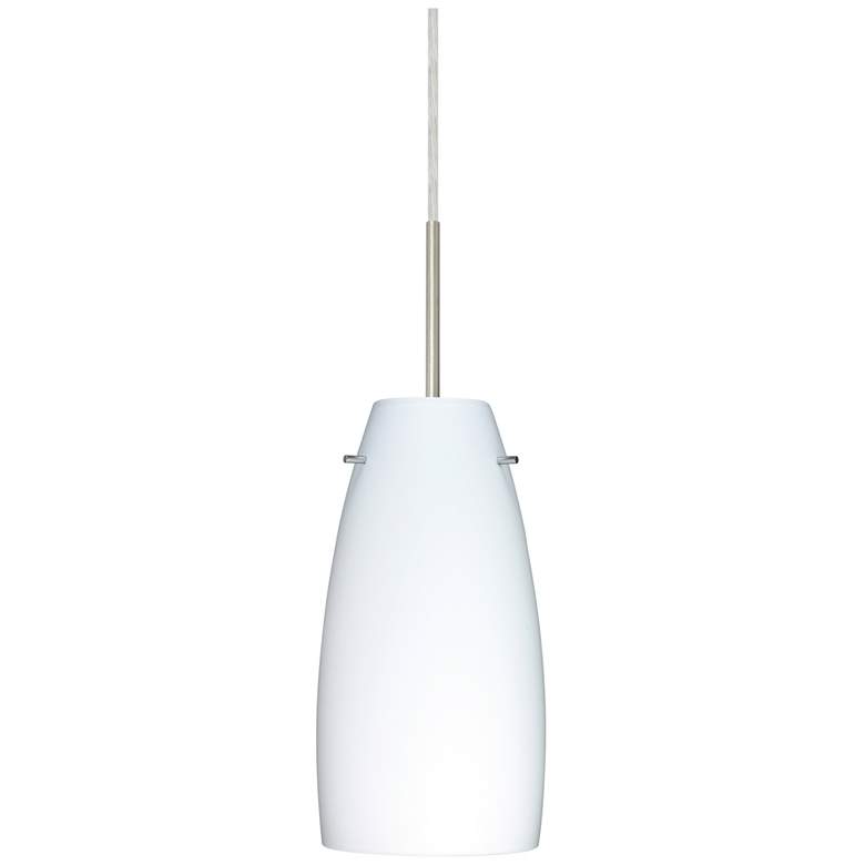 Image 1 Besa Tao 5" Wide Opal Matte/Satin Nickel 1-Light Mini Pendant