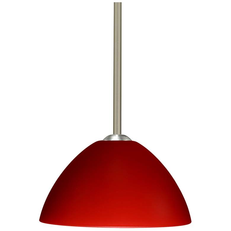 Image 1 Besa Tessa 10 1/2" Wide Red Matte/Satin Nickel Stem Pendant