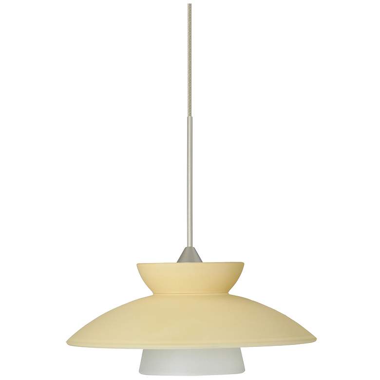 Image 1 Besa Trilo 7" Wide Champagne/Satin Nickel Pendant