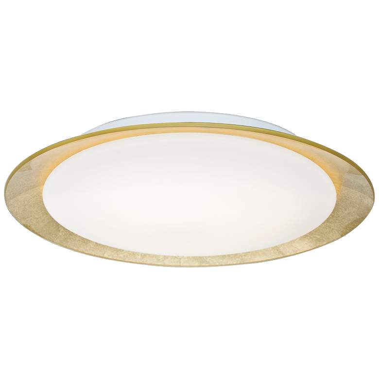 Image 1 Besa Tuca 15 1/2 inchW Gold Foil Opal Matte LED Ceiling Light