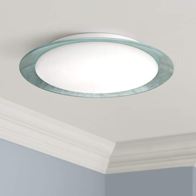 Image 1 Besa Tuca 15 1/2 inchW Silver Foil Opal Matte LED Ceiling Light