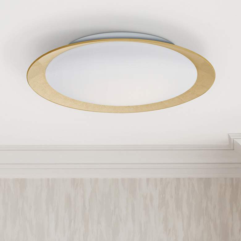 Image 1 Besa Tuca 19 1/4"W Gold Foil Opal Matte LED Ceiling Light