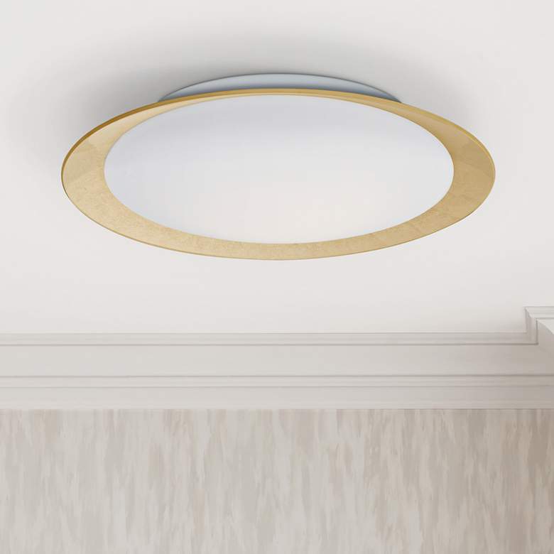 Image 1 Besa Tuca 19 1/4 inchW Gold Foil Opal Matte LED Ceiling Light