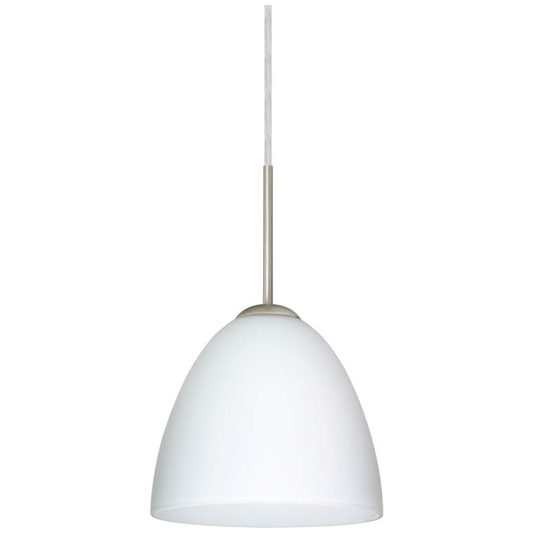 Image 1 Besa Vila 7" Wide Opal Matte/Satin Nickel Mini Pendant Light