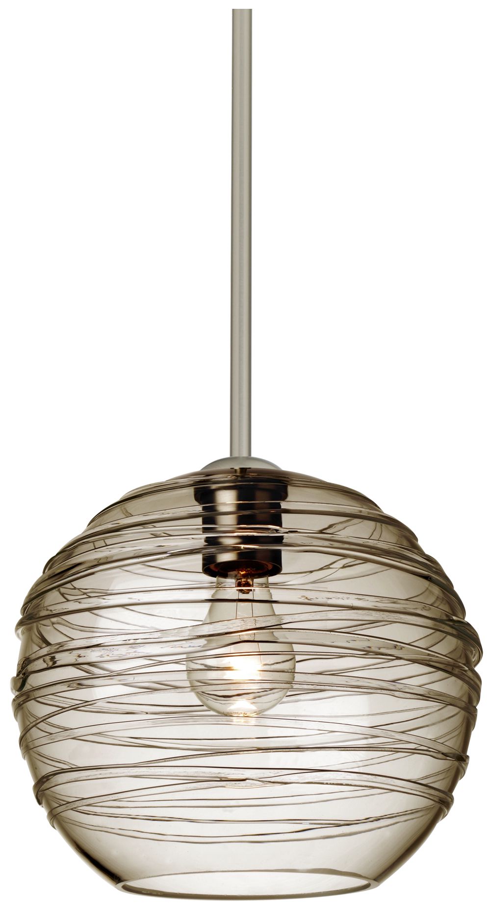 Besa, Wave 10 Cord Pendant, Smoke, Satin Nickel Finish, 1x60W Medium Base