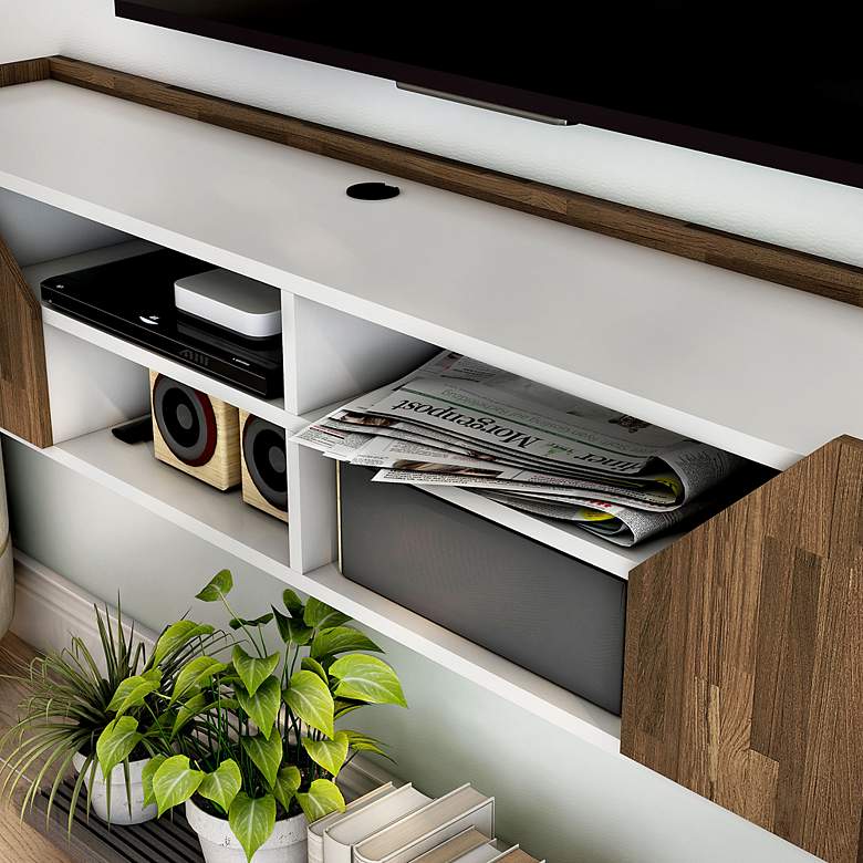 Image 3 Besque 61 1/4" Wide White 2-Door Floating TV Stand more views