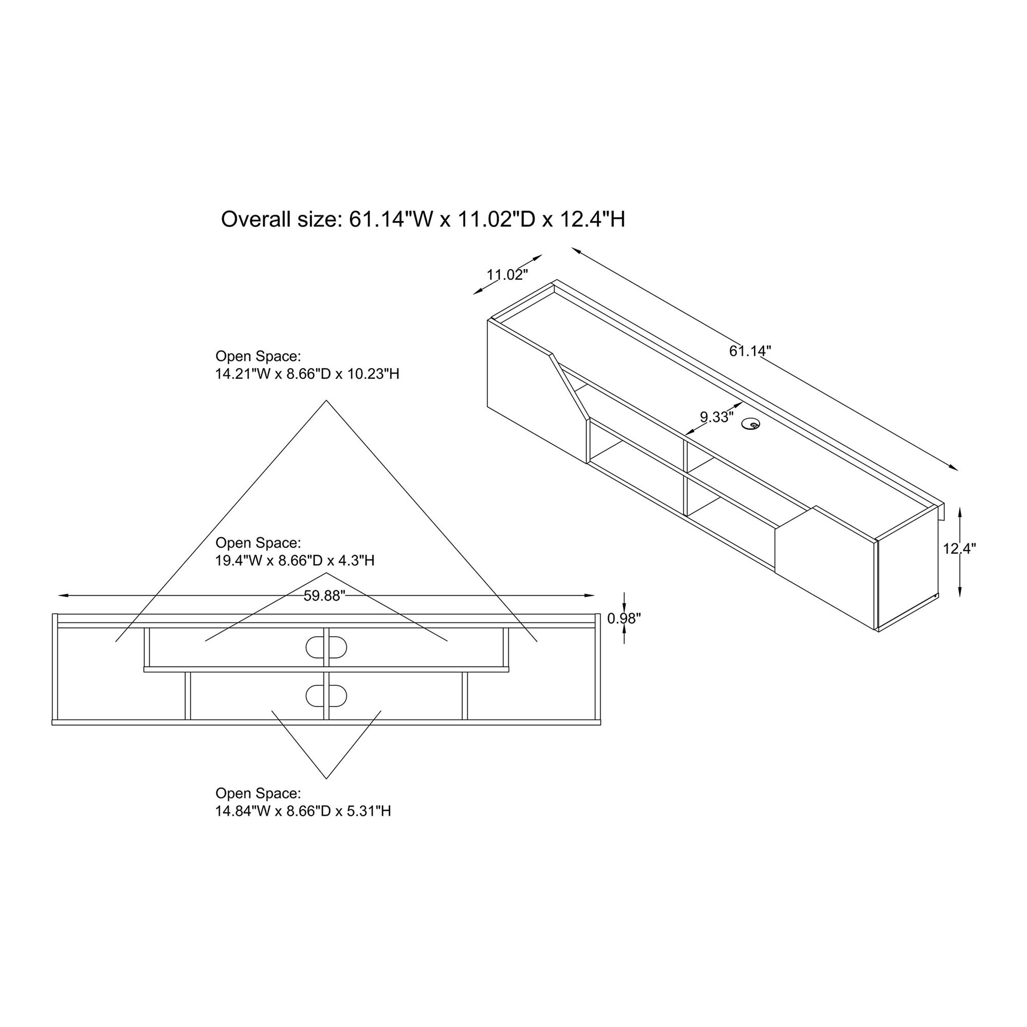 Besque 61 1/4" Wide White 2-Door Floating TV Stand