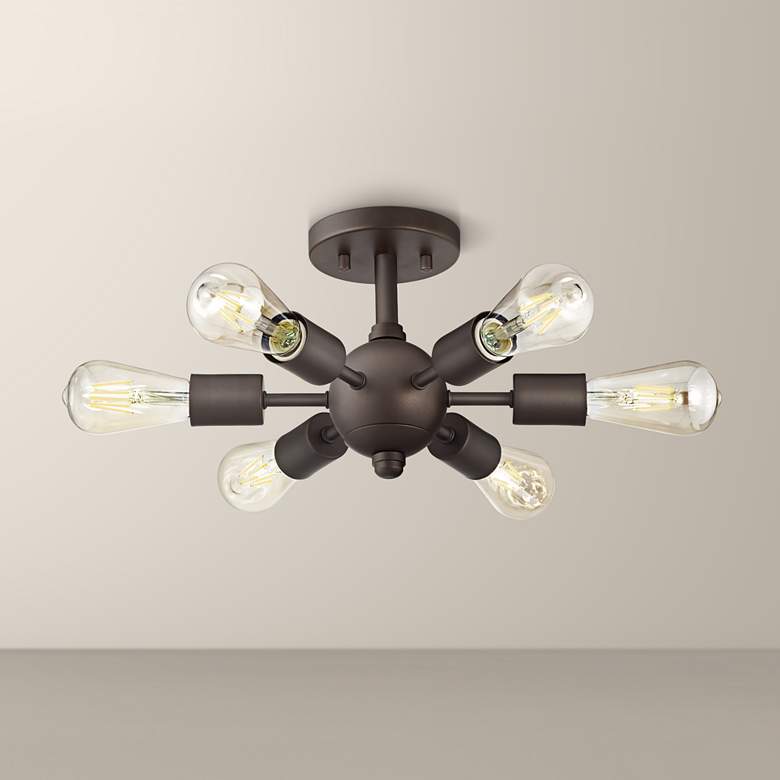 Bestla Bronze 6-Light Ceiling Light with 7W Amber LED Bulbs