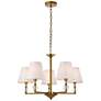 Bethany 5 Lts Pendant In Brass With White Fabric Shade