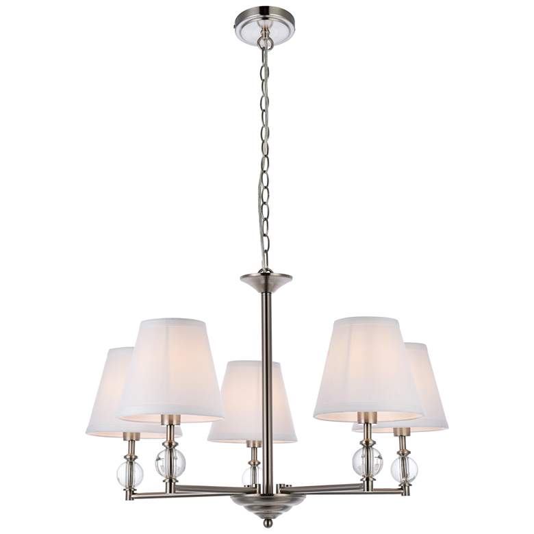 Image 1 Bethany 5 Lts Pendant In Satin Nickel With White Fabric Shade