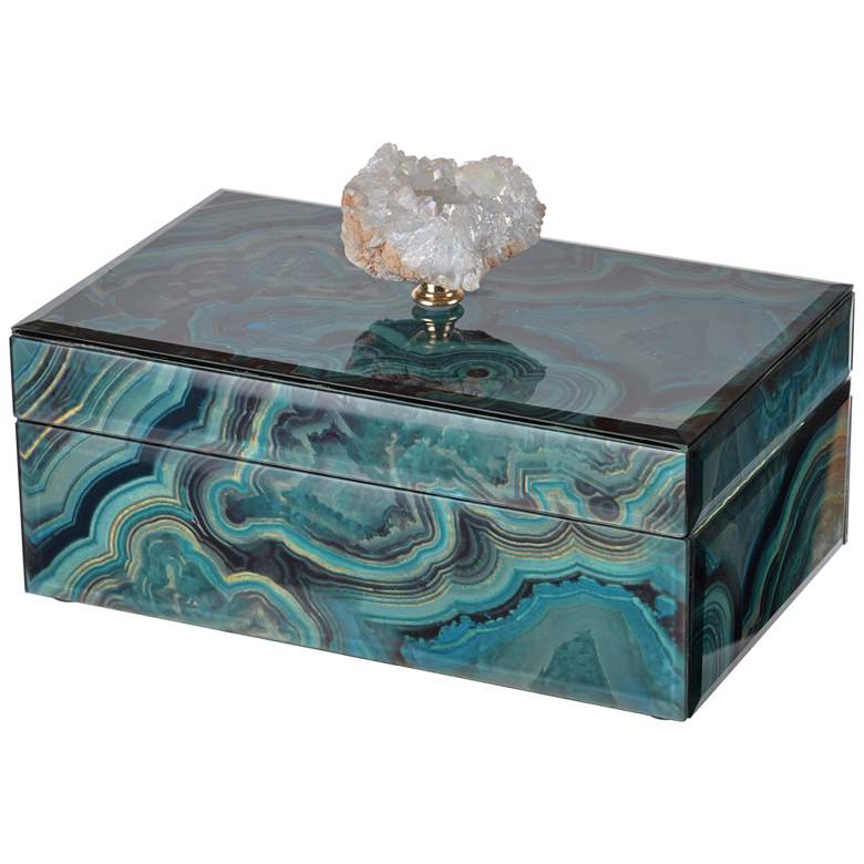 Image 1 Bethany 8 1/4" Wide Turquoise Marble Decorative Box