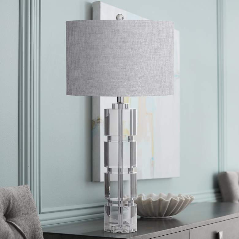 Image 1 Bethany Crystal Fluted Glass Column LED Table Lamp