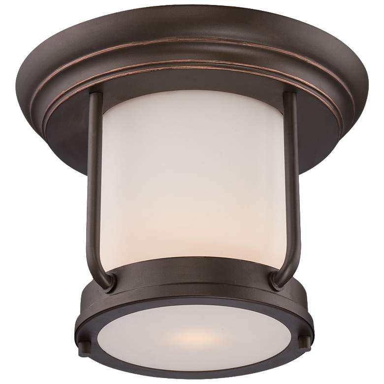 Image 1 Bethany; LED Outdoor Flush Fixture with Satin White Glass