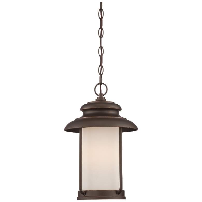 Image 1 Bethany; LED Outdoor Hanging with Satin White Glass