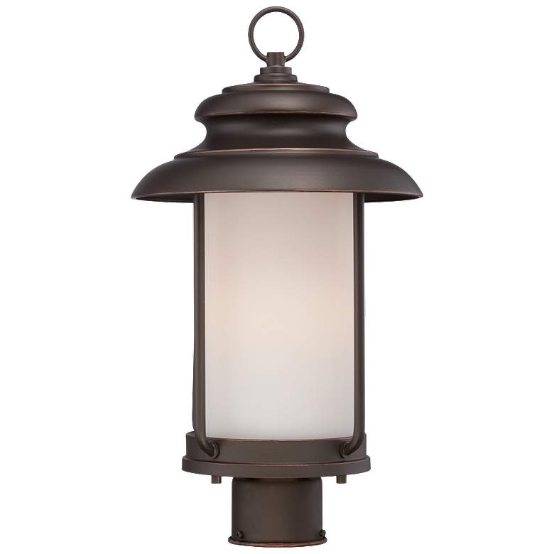 Image 1 Bethany; LED Outdoor Post with Satin White Glass