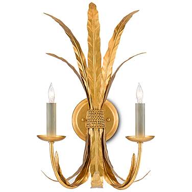 Bette 19 1/2" High Grecian Gold Leaf 2-Light Wall Sconce