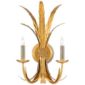 Image1 of Bette 19 1/2" High Grecian Gold Leaf 2-Light Wall Sconce