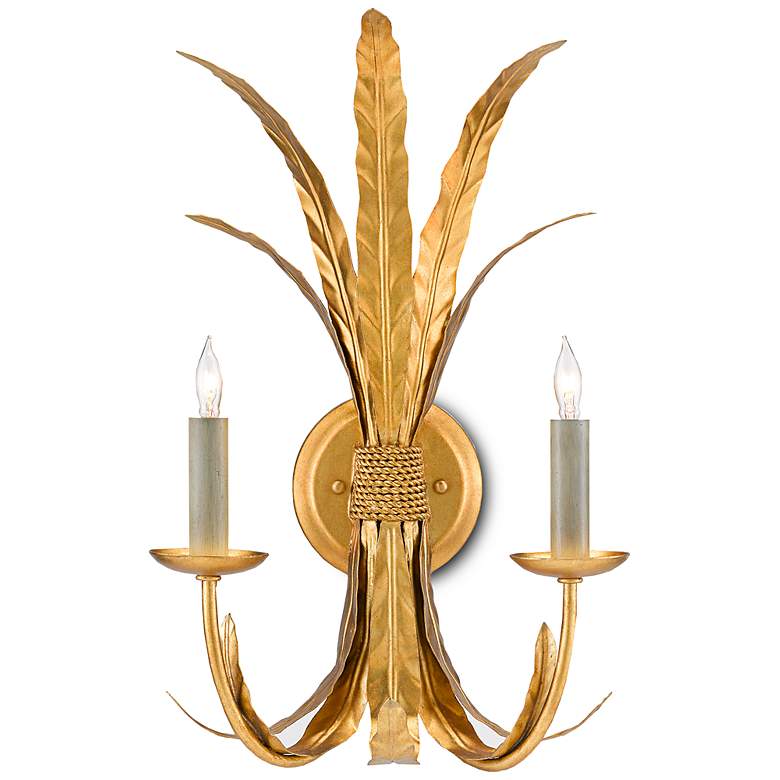 Image 1 Bette 19 1/2" High Grecian Gold Leaf 2-Light Wall Sconce