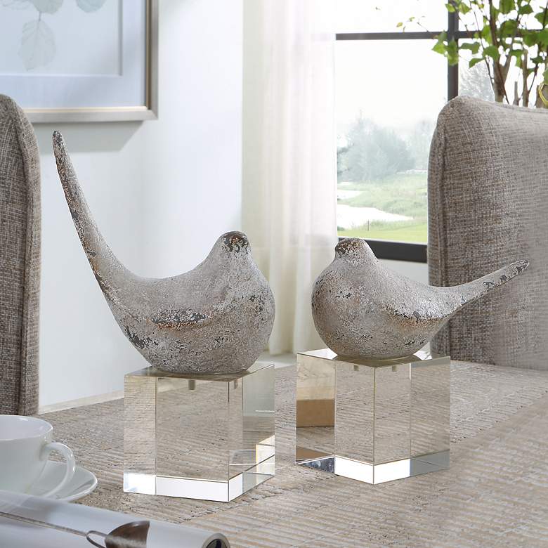 Image 1 Better Together 11" High Textured Silver Figurines Set of 2
